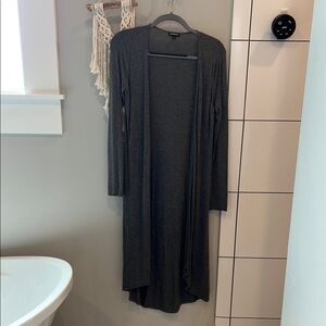 Long Gray Open Cardigan